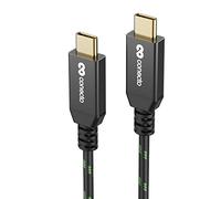 conecto, câble de charge USB-C vers USB-C, USB 2.0, fonction de charge rapide, connecteur plaqué or, E-marker, 480 Mo/s, 5 A/100 W, boîtier en aluminium, gaine en nylon, noir/vert, 0,50 m