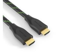 conecto, câble HDMI High Speed certifié Premium, 4K Ultra HD, double blindage, tresse nylon, noir/vert, longueur : 3.00m