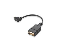 conecto câble OTG, Prise Micro USB vers Prise USB-A, plaqué Or, 90°, 10cm, Noir