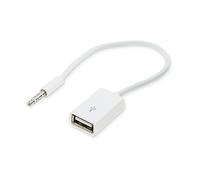 conecto CC20001 Câble d’entrée auxiliaire (Prise jack 3.5 mm vers USB 2.0 femelle type A), 0,10 m, blanc