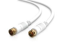 conecto CC50021 Câble SAT HQ Câble de raccordement - pour DVB-S/S2-4 K UHD 1080p Full HD HDTV 3D - (Câble coaxial, fiche F - fiche F, double blindage), 1,00m, blanc