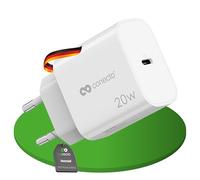 conecto Chargeur USB-C, Alimentation USB, 1 Port, 1x USB-C 20 Watt Max. PD, Chargeur Rapide, Chargeur de téléphone Portable, détection Automatique du Courant de Charge, Blanc