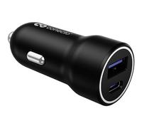 conecto chargeur USB-C chargeur de voiture 12 V 2 ports, 1x USB-C 20 watts max. PD,1x USB A 18 watts max.chargeur rapide, chargeur de téléphone portable détection automatique du courant de charge noir