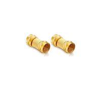 conecto connecteur F, couplage F, fiche F à fiche F, Adaptateur pour rallonger Le câble d'antenne/câble coaxial, doré, Lot de 2