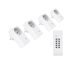 conecto Jeu de Prises radiocommandées (4X Prises radiocommandées, 1x télécommande Radio), intérieur, Blanc SA-CC50697