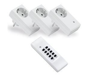 conecto [Nouveau] ® Kit de Prises Radio-commandées 2X Prise Radio-commandée et 1x télécommande, 1100 Watt, Blanc