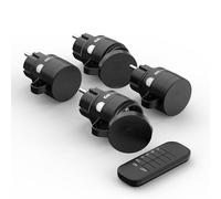 conecto prises de courant radiocommandées avec télécommande extérieure, 2300 W, 230 V, 4 prises de courant avec radiocommande, ensemble d'extérieur, IP44, économie d'énergie, portée 30 m, noir