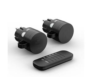 conecto Prises sans fil d'extérieur avec télécommande - 2300 W - 230 V - 2 prises avec télécommande - Kit extérieur - IP44 - Économie d'énergie - Portée de 30 m - Noir