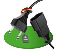 conecto rallonge de câble d'alimentation, fiche Euro Droite à Prise Euro Droite, câble d'alimentation Euro pour appareils ménagers, 1,00 m, Noir