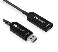 conecto, rallonge fibre optique premium USB 3.1 (Gen.2) fiche USB-A vers prise USB-A, câble hybride (fibre optique/cuivre) 10Gbps, noir, 20m