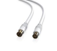 conecto TV cable, câble d'antenne, câble coaxial, prise IEC vers prise IEC, double blindage, 1.00m, blanc