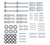 conecto Vesa Lot de 66 vis à montage TV, montage mural, vis filetées M8, M6, M5, M4, universellement compatible, avec chevilles et rondelles, argent