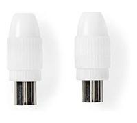 Conencteur IEC ( Coax) Droit Femelle / Mâle Plaqué nickel 75 Ohm Vis Diamètre d'entrée de câble: 7.0 mm Métal / PVC Blanc 2 pièces Boîte Blanc G