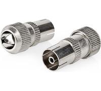 Conencteur IEC ( Coax) | Droit | Femelle | Plaqué nickel | 75 Ohm | Vis | Diamètre d'entrée de câble: 7.0 mm | Métal | Argent | 2 pièces | Boîte