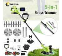 CONENTOOL Tondeuse à gazon électrique sans fil 8 pouces, 5 types de lames, débroussailleuse à roues, outils de jardin pour batterie Makita 18V Green 1 Battery