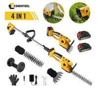 CONENTOOL Tondeuse à haies électrique 4 en 1, 9 pouces, pour aménagement paysager, désherbage des arbustes, avec tige d'extension pour batterie Makita 18V 2 Batteries Handle
