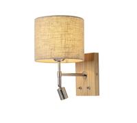 CONERY Applique Murale en Tissu avec Lampe de Lecture LED rotative, Lampe Murale Lin lumière Douce santé des Yeux luminaire Mural, Ventouse en Bois, décoration Murale de Nuit, Lampe de Lecture Murale