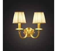 CONERY Applique murale tête simple double laiton applique murale vintage métal abat-jour tissu beige lumière douce santé yeux montage mural luminaire lecture lumières murales pour chambre coucher salo