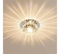 CONERY Mini plafonnier en Cristal pour Couloir, entrée, Balcon, Style Nordique Moderne, Petit Spot LED 6 W, 3 Couleurs, intensité Variable, luminaire Rond en Cristal, décoration d'intérieur