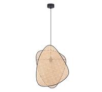 CONERY Suspension en rotin tressé style Wabi-Sabi, plafonnier beige réglable en hauteur avec abat-jour tissé, lustre moderne à double couche pour restaurant (33/44 cm)