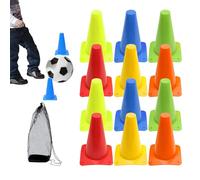 Cones,12 Pieces Football Practice Training Cones - Practice Equipment Cones with Four Integrated anchoringr Football Basketball Tennis Baseball Softball Field Outdoor Gym Coaching