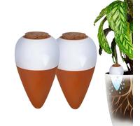 Cônes d'arrosage Relaxdays, en lot de 2, 350 ml, terre cuite/blanc | Arrosoir avec couvercle, plantes d'intérieur et jardinières de balcon