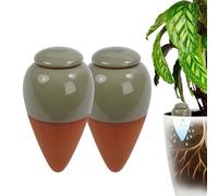 Cônes d'arrosage Relaxdays, en lot de 2, 350 ml, terre cuite/sauge | Arrosoir avec couvercle, plantes d'intérieur et jardinières de balcon