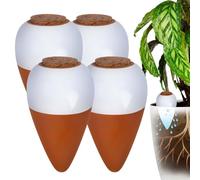 Cônes d'arrosage Relaxdays, en lot de 4, 350 ml, terre cuite/blanc