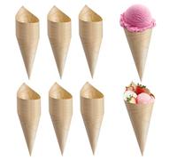 CONES DE CHARCUTERIE 100PCS 7, 1 pouces en bois mini cônes de crème glacée Porte-glace jetable pour l'apéritif Finger Food Snack Wedding Party Catering Buffet Restaurant
