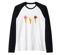 Cônes de crème glacée - Fraise, Vanille, Chocolat trempés Manche Raglan