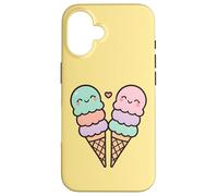 Cônes de crème glacée, Jolis Visages de Style Kawaii Coque pour iPhone 16