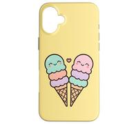 Cônes de crème glacée, Jolis Visages de Style Kawaii Coque pour iPhone 16 Plus