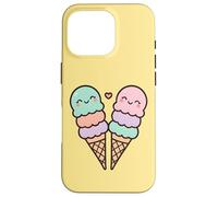 Cônes de crème glacée, Jolis Visages de Style Kawaii Coque pour iPhone 16 Pro