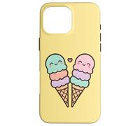Cônes de crème glacée, Jolis Visages de Style Kawaii Coque pour iPhone 16 Pro Max