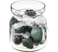 Cônes de Noël en verre à suspendre, vert mat, verre, Ø10cm, set de 18 pièces dans un verre décoratif, décoration festive de l'arbre