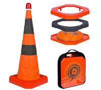 Cônes de sécurité avec Base lestée de 70cm signalisation Pliables - Cônes d'avertissement d'urgence - pour stationnement de Route et Construction (1, 70cm)