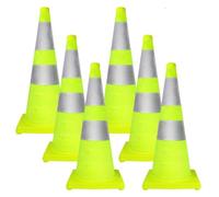 Cônes de sécurité routière pliables en caoutchouc/plastique + PVC | Vert lime 2/4/6/8 pièces Sécurité routière : conception réfléchissante(6pack)