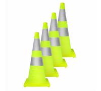 Cônes de sécurité routière pliables en caoutchouc/plastique + PVC | Vert lime 2/4/6/8 pièces Sécurité routière : conception réfléchissante(4pack)