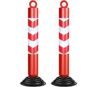 Cônes De Signalisation De 30 Pouces, Paquet De 1 à 10 Cônes De Stationnement en Plastique pour La Sécurité Routière avec Base en Caoutchouc Et Ruban Réfléchi, Red+White, 2 Pcs