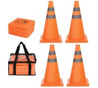 Cônes de signalisation Pliables 18 Pouces, Lot de 4, cônes Pop-up Polyvalents avec Bandes réfléchissantes et Bases Stables, cônes Orange pour Parking, entraînement à la Conduite, Chantier
