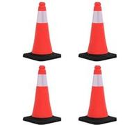 Cônes de signalisation réfléchissants à base lourde 4 pcs 50 cm Rouge, blanc et noir G