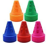 Cônes de Slalom,Forreen 40 Pièces Cônes de Circulation Cônes de Formation Route Cones de Sport Cône de Signalisation D'entraînement Sportif en Plastique pour Football Sport Agilité Dressage des Chiens