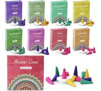 Cônes D'encens,Assortiment Encens Cone 120pcs,8 Parfums,Encens Naturels Pour Méditation Yoga Purification Relaxation