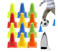 Cônes d'entraînement de football - 12 marqueurs d'athlétisme en polyéthylène de 11,5 x 15 cm - Équipement de sport portable - Kit d'exercice en plein air - Kit d'exercices de basket-ball