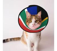 Cônes personnalisés pour animal domestique - Design unique pour chat et chien, collier pour récupération post-chirurgie, cou réglable, drapeau de l'Afrique du Sud, L