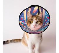 Cônes personnalisés pour animal domestique - Design unique pour chat et chien, collier pour récupération post-opératoire, cou réglable, psychédélisme cosmique S