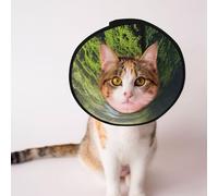 Cônes personnalisés pour animaux de compagnie - Design unique pour chat et chien, collier pour la récupération post-opératoire, cou réglable, forêts et rivières, taille S