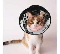 Cônes personnalisés pour animaux de compagnie - Design unique pour chat et chien, collier pour la récupération post-opératoire, cou réglable, girafe peinture noire et blanche, M