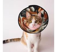 Cônes personnalisés pour animaux de compagnie - Design unique pour chat et chien, collier pour la récupération post-opératoire, cou réglable Flux de papier Art L