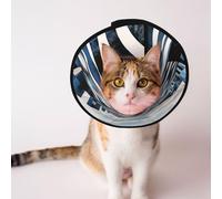 Cônes personnalisés pour animaux de compagnie - Design unique pour chat et chien, collier pour la récupération post-opératoire, cou réglable, vague fractale, Future City L